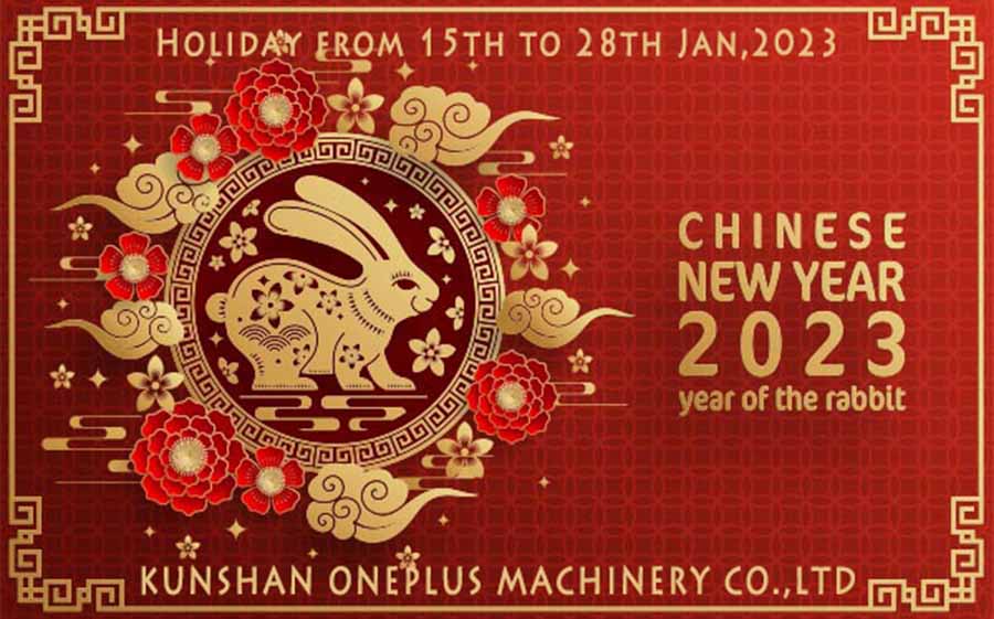 Chinese New Year Holiday from 15th to 29th January, 2023