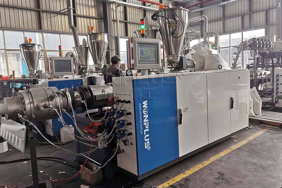 250mm PVC pipe extrusion line commissioning completed at factory