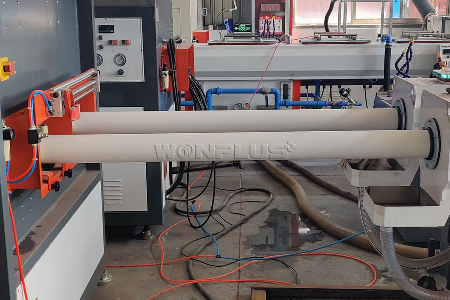 Commissioning of 110mm Double Out PVC pipe extrusion line